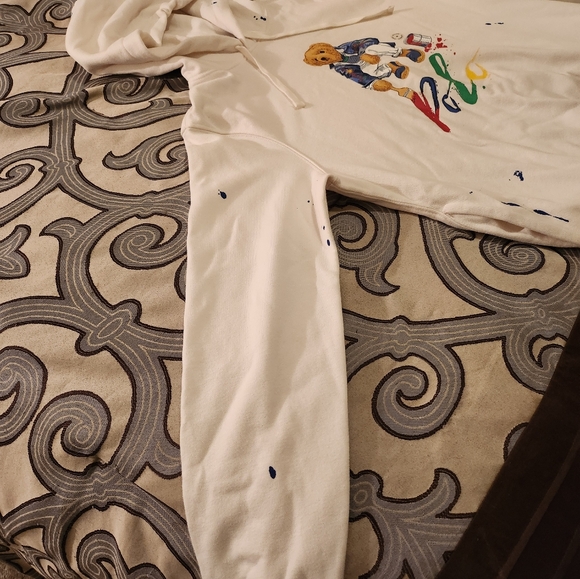 $228 Polo Ralph Lauren Mens Polo Bear Paint Splatter Pullover Hoodie Sz. M NWT! - Picture 3 of 12